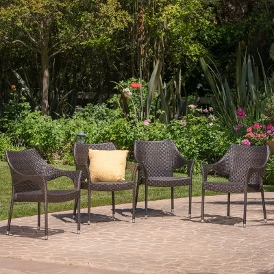 Mirage 4pk Wicker Stacking Chairs - Brown - Christopher Knight Home 1 Mirage 4pk Wicker Stacking Chairs - Brown - Christopher Knight Home