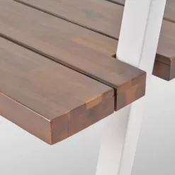 Huckleberry Rectangle Acacia Wood Patio Dining Table With Iron Plant Hanger Dark Brown/White - Christopher Knight Home -Outdoor Garden GUEST af676181 7153 4cb0 a368 3583d1a998d0