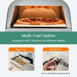 Costway 12" Multi-Fuel Pizza Oven Propane & Wood Fired Pizza Maker Portable -Outdoor Garden GUEST af70653e bd8e 4378 b590 885684e63a74