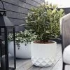 LuxenHome 14.7 In. Round Modern White MgO Planter