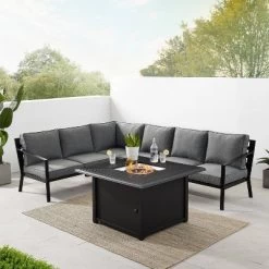 5pc Clark Outdoor Steel Fire Pit Set - Crosley