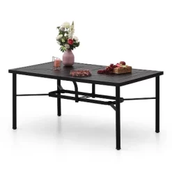 7pc Outdoor Dining Set With 6 Chairs With Seat & Back Cushions & Metal Rectangle Table With Umbrella Hole - Captiva Designs 28 7pc Outdoor Dining Set With 6 Chairs With Seat & Back Cushions & Metal Rectangle Table With Umbrella Hole - Captiva Designs -Outdoor Garden GUEST b140e780 5556 4171 b098 1213f5abbf3d