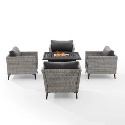 Richland 5pc Outdoor Wicker Conversation Set With Fire Table - Crosley -Outdoor Garden GUEST b1c483d7 eaae 4b4a abec 7b3f172574b4