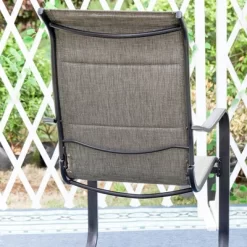 Patio Set With Steel Table With 1.57" Umbrella Hole & Padded Sling Arm Chairs - Captiva Designs -Outdoor Garden GUEST b2dea17a cef6 4eae 9ec7 7f70b4c1caa1