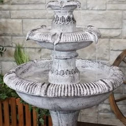 Sunnydaze Decor Sunnydaze 50"H Electric Fiberglass Reinforced Concrete 3-Tier Mediterranean-Inspired Outdoor Water Fountain -Outdoor Garden GUEST b3038077 6f73 42a5 aa1b ba6bbba99d1c