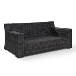 Beaufort Outdoor Wicker Loveseat - Mist - Crosley -Outdoor Garden GUEST b32bd5e3 b09b 4cea a252 13089f773210