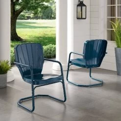 Ridgeland 2pk Outdoor Chairs - Navy - Crosley