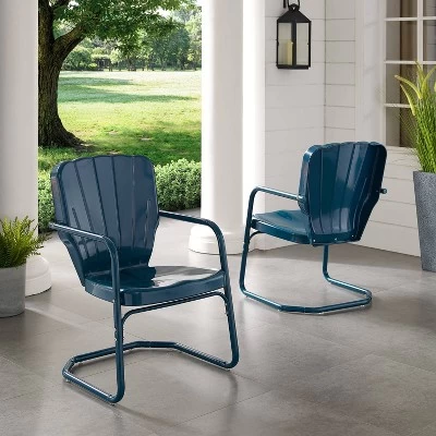 Ridgeland 2pk Outdoor Chairs - Navy - Crosley 1 Ridgeland 2pk Outdoor Chairs - Navy - Crosley