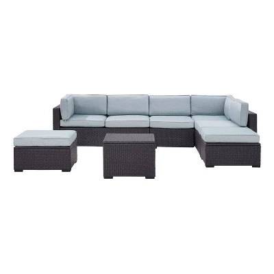 Biscayne 6pc All-Weather Wicker Patio Seating Set - Mist - Crosley 1 Biscayne 6pc All-Weather Wicker Patio Seating Set - Mist - Crosley