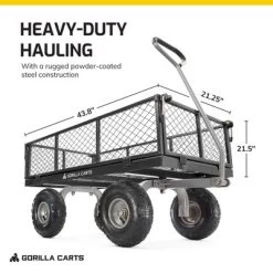 Gorilla Cart 800lbs. Heavy Duty Durable Steel Mesh Flatbed Garden Utility Wagon Cart - Black -Outdoor Garden GUEST b4e8725e 3349 4f16 a600 2bc2a667d85e