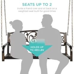 Best Choice Products 2-Person Metal Outdoor Porch Swing, Hanging Steel Patio Bench W/ Floral Accent - Bronze 8 Best Choice Products 2-Person Metal Outdoor Porch Swing, Hanging Steel Patio Bench W/ Floral Accent - Bronze -Outdoor Garden GUEST b5df0b9c b1e9 4150 9e6d 5701bfc0ed92