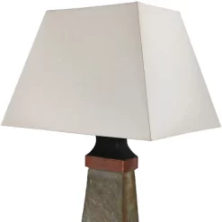 Sunnydaze Decor Sunnydaze Contemporary Natural Slate With Copper Trim And Fabric Cream Shade Accent Indoor/Outdoor Weather-Resistant Table Lamp -Outdoor Garden GUEST b6244d72 f3b7 4a26 b407 d14dc0e9e69c