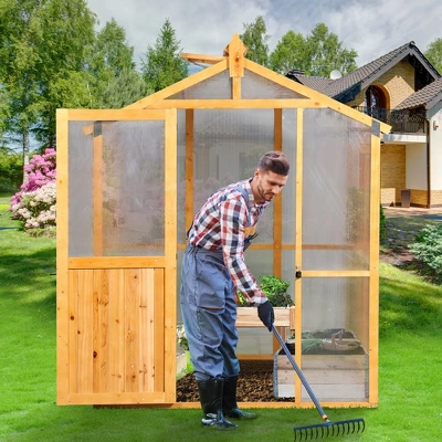 Aoodor 80.7” (L) X 93.3”(W) X 97.6”(H) Outdoor Walk-in Greenhouse With Roof Vent And Fir Frame For Backyard Garden 4 Aoodor 80.7” (L) X 93.3”(W) X 97.6”(H) Outdoor Walk-in Greenhouse With Roof Vent And Fir Frame For Backyard Garden - Image 4