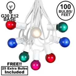 Novelty Lights 100 Feet G30 Globe Outdoor Patio String Lights, White Wire -Outdoor Garden GUEST b7062fb9 a0eb 4102 bfa7 989a0c2d3f56