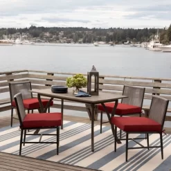 Arden Selections 21" X 21" Oceantex Outdoor Seat Cushion Nautical Red -Outdoor Garden GUEST b7749039 206b 4b9d a331 3df6d7ca889b