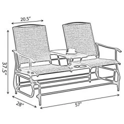 Gardenised Two Person Outdoor Double Swing Glider Chair Set With Center Tempered Glass Table, Loveseat Lawn Rocker Bench 12 Gardenised Two Person Outdoor Double Swing Glider Chair Set With Center Tempered Glass Table, Loveseat Lawn Rocker Bench -Outdoor Garden GUEST b783c877 f723 4137 8fb5 3f00134c8c1d