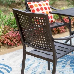 5pc Outdoor Dining Set With Metal Slat Round Table With Umbrella Hole - Captiva Designs -Outdoor Garden GUEST b7c26005 681b 499d 9f4d 2c11e64e8c8c