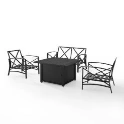 Kaplan 4pc Outdoor Conversation Set With Dante Fire Table - Mist - Crosley -Outdoor Garden GUEST b885c07b 6b1a 4253 a857 8940a8a3bb8e