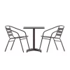 Emma And Oliver 27.5'' Square Aluminum Indoor-Outdoor Table Set With 2 Slat Back Chairs