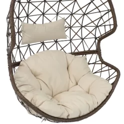 Sunnydaze Decor Sunnydaze Outdoor Resin Wicker Patio Danielle Hanging Basket Egg Chair Swing With Cushion And Headrest - 2pc -Outdoor Garden GUEST b9035b44 adba 4b3f 98e1 cdd153095ca1