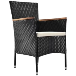 7pc Outdoor Wicker Dining Set With Acacia Wood Tabletop & Cushions - Beige - GODEER -Outdoor Garden GUEST b9cefd72 e03e 4a1f b81c 42f47a925b1a