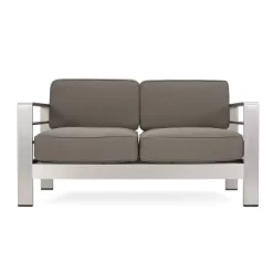 Cape Coral 5pc Aluminum And MGO Seating Set With Fire Table Khaki/Light Gray - Christopher Knight Home -Outdoor Garden GUEST ba32cccb a3a9 441f 87f5 cb1c409c9ccb