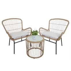 3pc Wicker Outdoor Bistro Serving Bar Set - Brown/Beige - GODEER -Outdoor Garden GUEST bb190972 2fd8 47ba b1cd 168509ff32fe