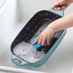 Rachael Ray Premium RUST-RESISTANT Cast Iron Roasting Pan 9"x13" Agave Blue -Outdoor Garden GUEST bb656662 3ad0 4d21 9751 c61e9d5f1698