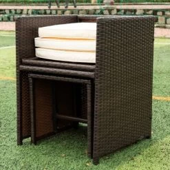 9pc Outdoor Wicker Dining Set With Cushions - Dark Brown/Beige - GODEER 27 9pc Outdoor Wicker Dining Set With Cushions - Dark Brown/Beige - GODEER -Outdoor Garden GUEST bbc28b34 0eb7 4034 839d d1a1f54fd8d6