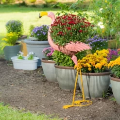 Evergreen 37"H Metal Flamingo Planter With Coco Liner- Fade And Weather Resistant Outdoor Decoration For Homes, Yards And Gardens -Outdoor Garden GUEST bc6766b0 be64 43b1 afc3 d5a4407d2fda