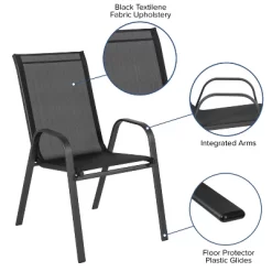 Emma And Oliver 4 Pack Outdoor Stack Chair With Flex Comfort Material - Patio Stack Chair -Outdoor Garden GUEST bca1dfd6 6e3d 4da6 8379 3843356533e8