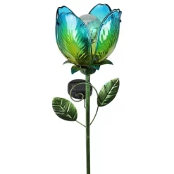 35.8" Resin Solar Flower Garden Stake Blue - Exhart -Outdoor Garden GUEST bd8858cf f138 4e8c 8696 76871e5b19d4