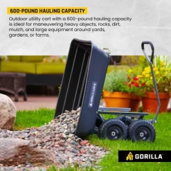 Gorilla Carts 600 Pound Capacity Heavy Duty Poly Garden Landscape Outdoor Yard Hauling Utility Wagon Dump Cart With 10 Inch Pneumatic Tires, Black -Outdoor Garden GUEST bdb8a5a6 5efb 47af 8f0d aefcaa1ae36d
