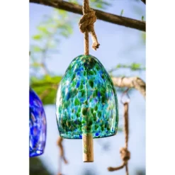 Evergreen Art Glass Speckle Turquoise Bell Chime -Outdoor Garden GUEST bddd6b78 bcee 46eb 8d8a 92fbbfdba17e