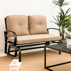 Tangkula 2-Person Outdoor Patio Glider Bench Swing Seat Bench W/ Seat & Back Cushions 12 Tangkula 2-Person Outdoor Patio Glider Bench Swing Seat Bench W/ Seat & Back Cushions -Outdoor Garden GUEST bebe469a cf8d 4cdb 883f d1d63de90c2b