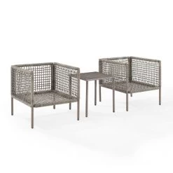 Cali Bay 3pc Outdoor Wicker & Metal Seating Set - Taupe/Light Brown - Crosley -Outdoor Garden GUEST bee7751b 2e4b 41dc 9f98 0f5d2f653d2c