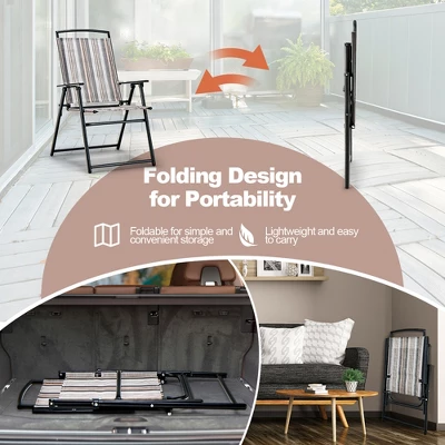 Costway 2pcs Patio Folding Sling Chairs Dining Armrest Backrest Outdoor Portable 6 Costway 2pcs Patio Folding Sling Chairs Dining Armrest Backrest Outdoor Portable - Image 6