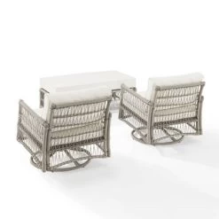 3pc Thatcher Outdoor Steel Conversation Set Creme/Driftwood - Crosley -Outdoor Garden GUEST bf5abddb 7fb1 4ee0 a3ab f13bfdf332f0