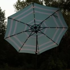 Sunnydaze Decor Sunnydaze Outdoor Aluminum Patio Umbrella With Solar LED Lights, Tilt, And Crank - 9' -Outdoor Garden GUEST bff27081 bb7c 4b0e a83f 1eabc6274e1f