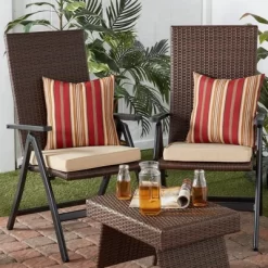 Set Of 2 Roma Stripe Outdoor Square Throw Pillows - Kensington Garden -Outdoor Garden GUEST c02c56dc f54e 4d1b af87 f6a1a12dbcb6