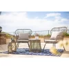 Barton 3PCS Outdoor Patio Wicker Chat Conversation Bistro Chairs And Side Table With Cushion Seat, Light Grey/Beige
