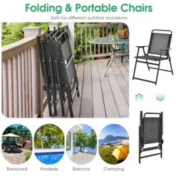 Costway 2pcs Patio Folding Chairs Heavy-Duty Metal Frame Armrests Portable Outdoor -Outdoor Garden GUEST c1459037 9a40 4f16 8fe4 7ff8f9bcf634