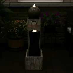 Sunnydaze Decor Sunnydaze 35"H Electric Polyresin Modern Artistry Column Outdoor Water Fountain With LED Lights -Outdoor Garden GUEST c1542b67 98b2 4ebe b2ab 1610fd7c3727