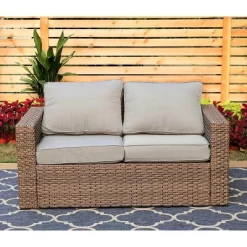 Outdoor Wicker Loveseat With Cushions - Captiva Designs