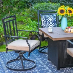 5pc Outdoor Set With Swivel Chairs & 34" Propane Fire Pit Table - Captiva Designs -Outdoor Garden GUEST c1ae68d1 8a94 4458 9ec8 2f6c58d591a2