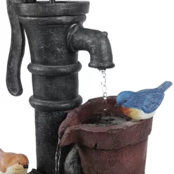 LuxenHome Resin Farmhouse Barrel And Water Pump Outdoor Fountain 11 LuxenHome Resin Farmhouse Barrel And Water Pump Outdoor Fountain -Outdoor Garden GUEST c2524972 1348 4f4d a93b ef3d3af4445b