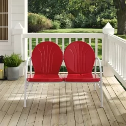 Griffith Outdoor Loveseat - Bright Red - Crosley -Outdoor Garden GUEST c2f87aa9 26cb 4696 8c95 61f79da9683f