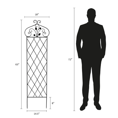 Garden Trellis For Climbing Plants - 63-Inch Decorative Lattice Metal Panel For Vines, Roses, Vegetables, Berries, And Flowers By Pure Garden (Black) 1 Garden Trellis For Climbing Plants - 63-Inch Decorative Lattice Metal Panel For Vines, Roses, Vegetables, Berries, And Flowers By Pure Garden (Black)