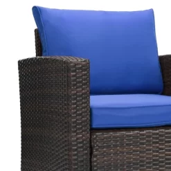 6pc Wicker Outdoor Conversation Set Royal Blue/Dark Brown - EDYO LIVING -Outdoor Garden GUEST c3732f93 4c68 47a1 8475 b79d98191fc0