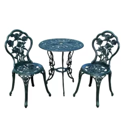 3pc Rose Cast Metal Set With Cast Aluminum Table Top & Chairs - Oakland Living -Outdoor Garden GUEST c3912c68 02ea 470b ada9 05f0d6c71e9f